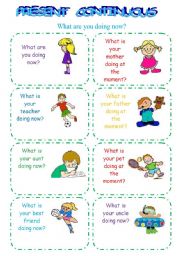 English Worksheet: PRESENT CONTINUOUS - speaking cards