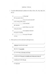 English Worksheet: Question words