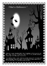 English Worksheet: what is halloween?