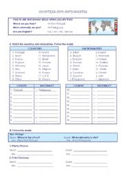 English Worksheet: Countries and Nationalities