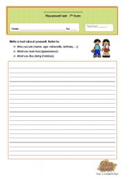 English worksheet: Writing activity