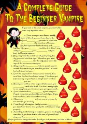 English Worksheet: A Complete Guide To The Beginner Vampire