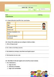 English Worksheet: Listening and Reading comprehension Test