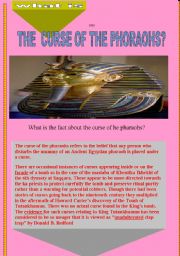 the curse of the phoraohs-comprehension passage