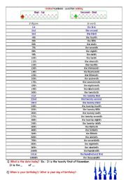 English Worksheet: Ordinal Numbers