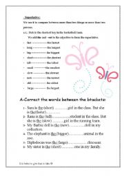 English Worksheet: superlatives
