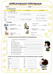 English Worksheet: simple present continuous
