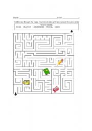 English Worksheet: CLASS MAZE