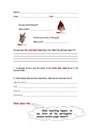 Hoodwinked Project - students worksheet