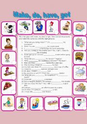 English Worksheet: Make, do, have, get