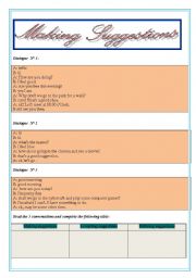 English Worksheet: communication: making suggestions