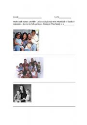 English Worksheet: Types of Families