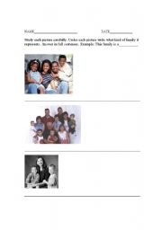 English worksheet: Types of Families