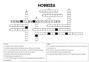 English worksheet: Hobbies crosswords
