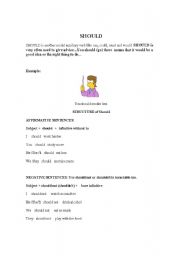 English Worksheet: Should use
