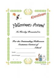 Halloween Certificate/Award