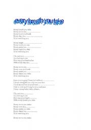 English worksheet: song: every breath you take