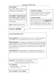 English Worksheet: layout of formal letter