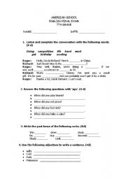 English worksheet: past tense