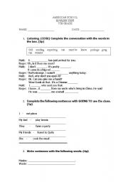 English worksheet: going to, if clauses