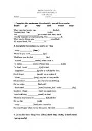 English worksheet: should, shouldnt, -ing