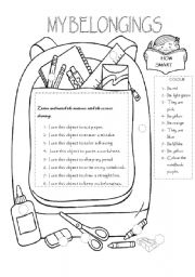 English Worksheet: MY BELONGINGS