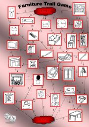 English Worksheet: Furniture Trail Game