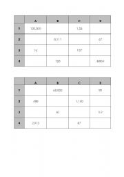 English worksheet: Numbers grid