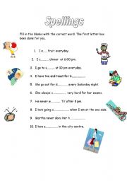English worksheet: present simple spelling