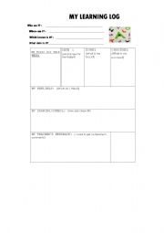 English worksheet: LEARNING LOG 