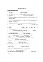 English worksheet: PLURAL OF NOUNS