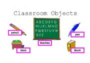 English worksheet: classroom objects