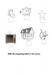English worksheet: Write the beginning letters in the boxes