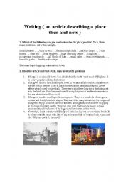 English Worksheet: writing ( an article describing a place then and now )