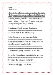 English worksheet: Punctuation worksheet