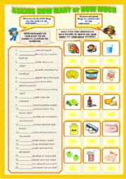 English Worksheet: USING HOW MANY AND HOW MUCH