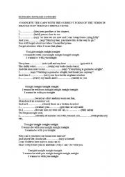 English Worksheet: the song which appears on tv