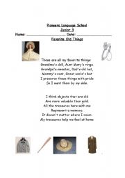 English worksheet: favorite things