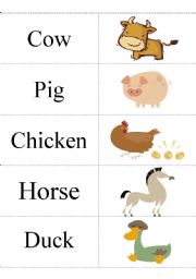 English Worksheet: farm animals flash cards