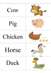 English worksheet: farm animals flash cards