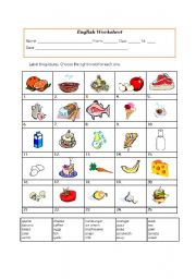 English Worksheet: food and drink