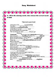 English Worksheet: Song worksheet