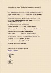 English worksheet: comparative and superlative