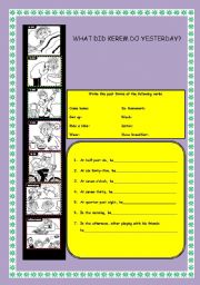 English Worksheet: past simple with daily routine verbs