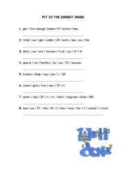 English worksheet: putting in the correct order