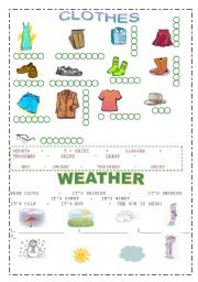 English Worksheet: Clothes - weather