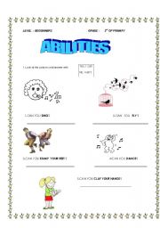English Worksheet: abilities
