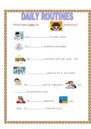 English Worksheet: daily routine