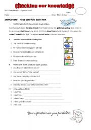 English Worksheet: test for checking the past simple tense