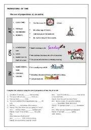 English Worksheet: PREPOSITIONS OF TIME